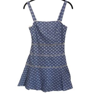 City Studio Blue w/ White Embroidered Ladder Stitch Eyelet Fit & Flare size 1